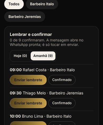 Lista de lembretes prontos para enviar